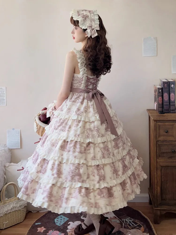 Druck veränderbar abnehmbare Lolita Kleid Länge Dusty Purple Trauben Saum