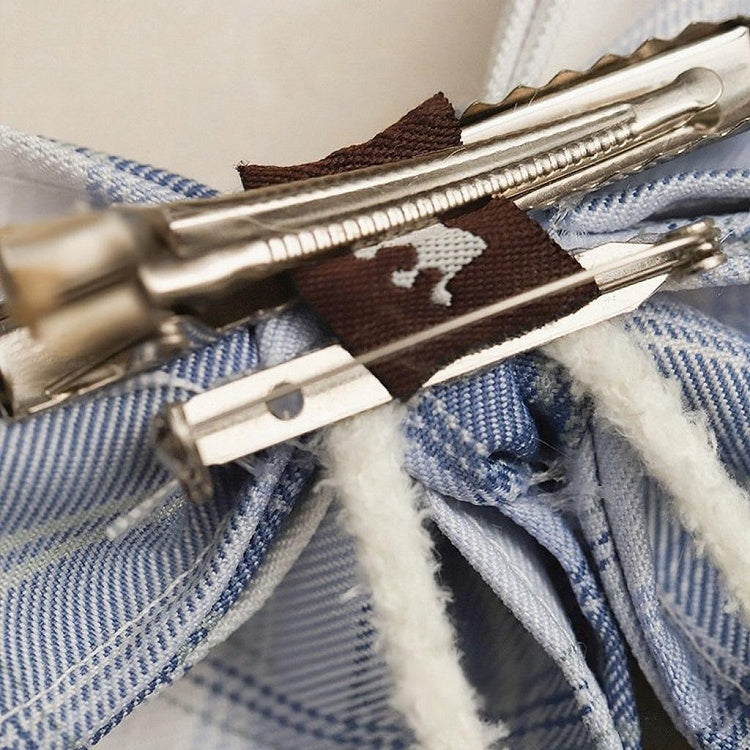 10 Color Options Sweet Lolita Pom-Pom Plaid Bowknot Hairclip