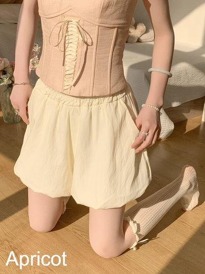Loose Kawaii Style Bubble Shorts in 3 Colors - Lan Jian Chuan