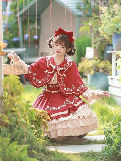 Sweet Bowknot with Strawberry Accents Red Lolita KC Wine