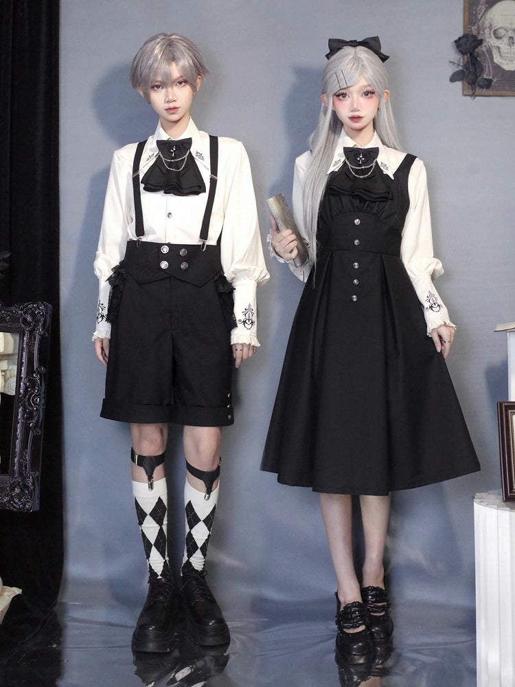 Shirt Embroidery Ouji Pointed Apricot Collar Fashion