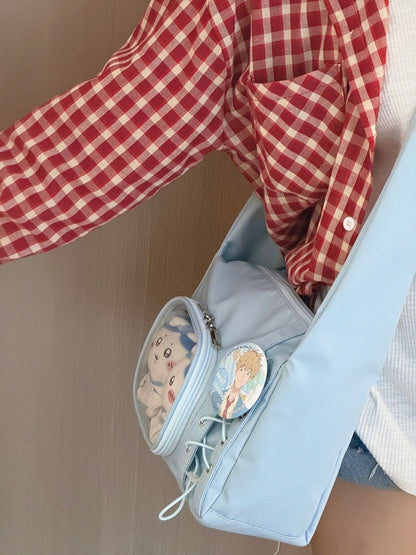 Transparent Pocket Ita Bag with Wide Straps