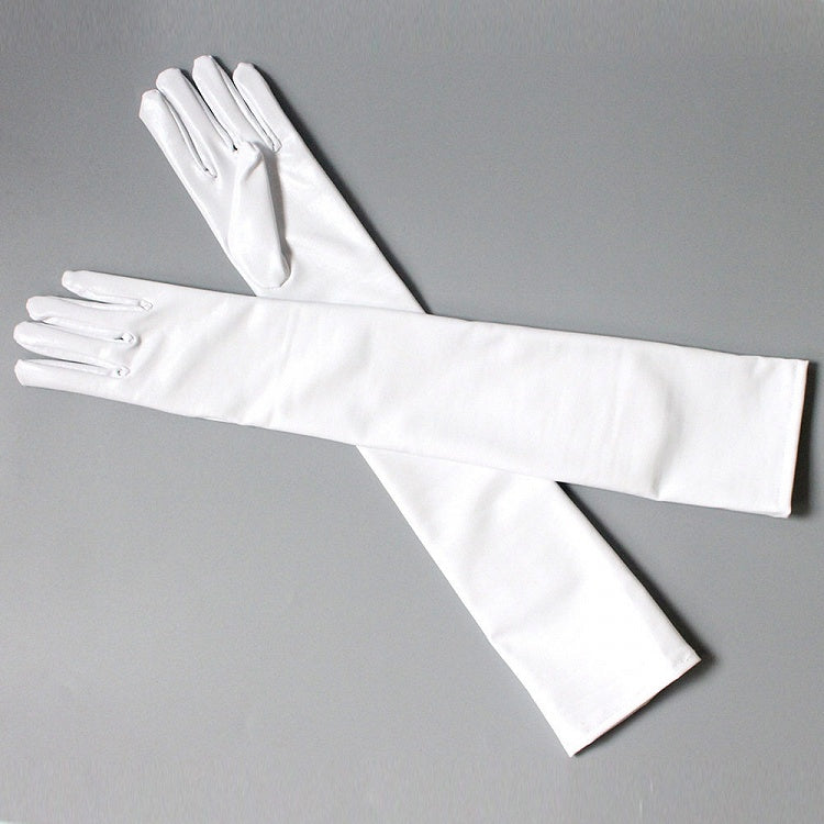 Black/White PU Gloves Long