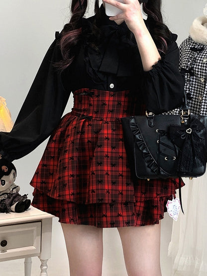 Blouse Bow Kei | Jirai Tie Lace with Shoulder Detachable Cut-Out