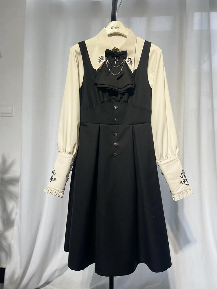 Tägliches Kleid Taille Quadratischer Ausschnitt Passform Slim Schwarz