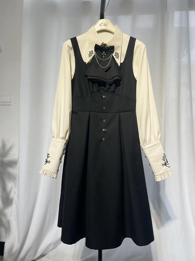 Shirt Embroidery Ouji Pointed Apricot Collar Fashion