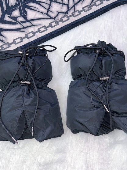 Y2K ショートバージョン ドローストリングカフ レッグウォーマー