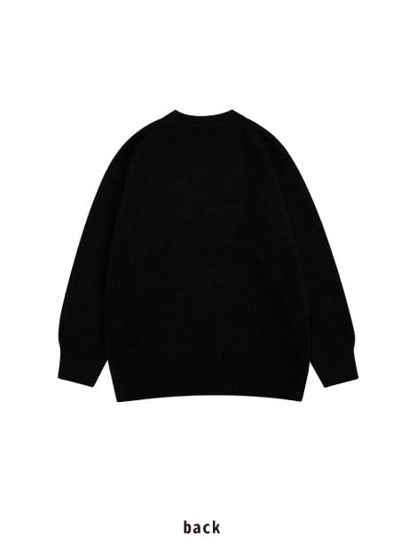 Cartoon Mädchen Strickpullover mit Print und Buchstaben in Schwarz