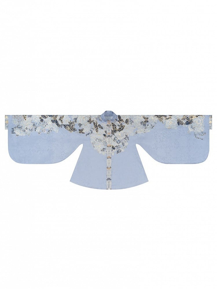 Gold Embroidery Long Pipa Sleeve High Collar Outerwear - Yimu Walnut
