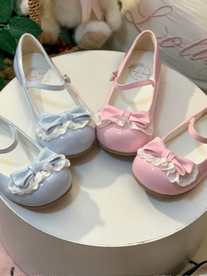 Design Mary Lolita Light Sweet Blue Snap with Janes Bow Accents Heart-shaped
