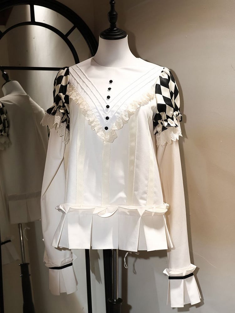Train Ouji Fashion + Poker Shorts + in Vibes Light Wonderland Card Outfit-Shirt Kragen abnehmbar Thema Alice Blau