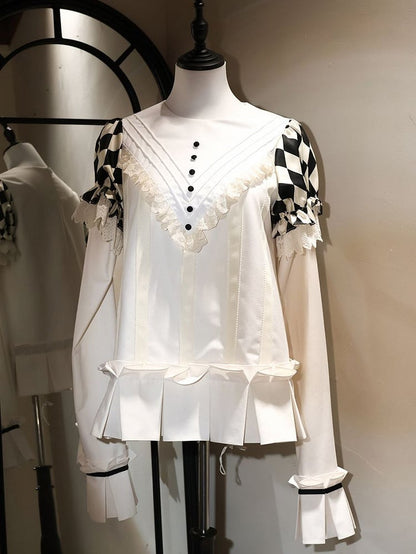 トレイン王子ファッション + ポーカーショーツ + バイブスライトワンダーランドカード衣装 - シャツカラー取り外し可能テーマアリスブルー