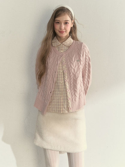 Pink Two-piece Sweet Fake with Plaid Blouse Pattern