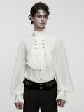 White Men's Gothic Chiffon Embossing Shirt