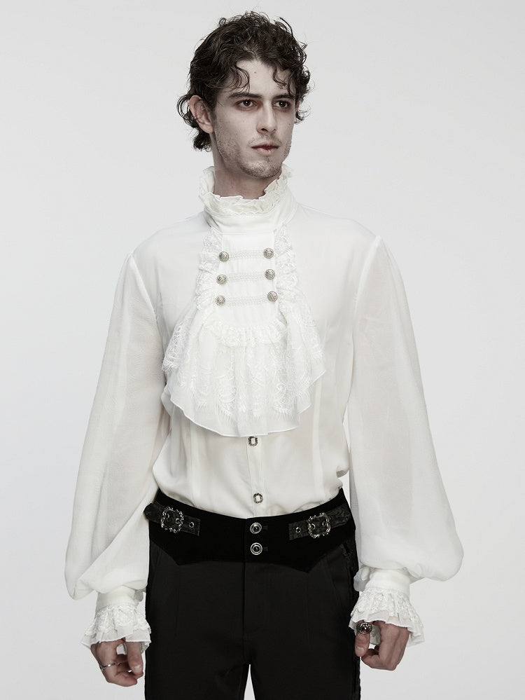 White Men's Gothic Chiffon Embossing Shirt
