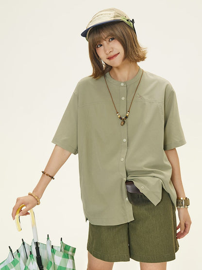 Front Green Button T-shirt Placket