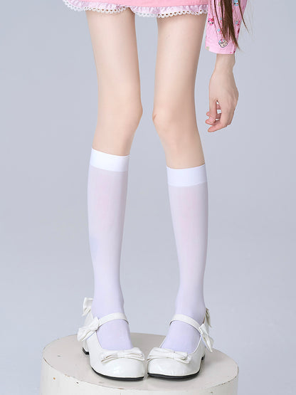 Calf Socks White Velvet 25CM