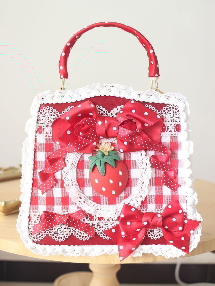Crossbody/Hand Bag Lolita Gingham Strawberry