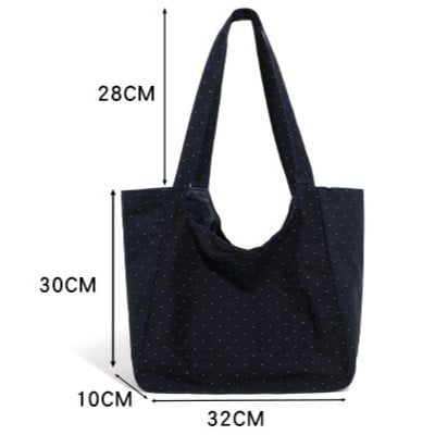 Dark with Bag Detail Shoulder Dotted Tote Blue