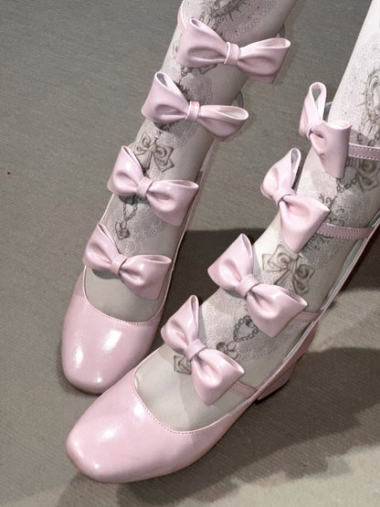 Pink Lolita Square Toe Boots with Back Zip, 6.5CM/3CM Heel - EvilStar