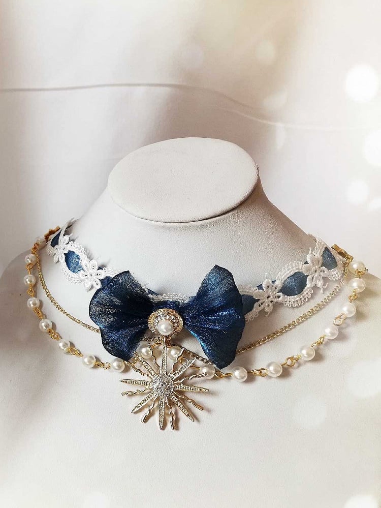 Night Blue Choker/Hairclip/Earrings Starry Dark