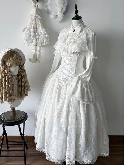 ロリータハイスーパーロングホワイトスカートゴシックバージョンウエスト