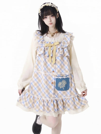 ブラウス ベージュ レーストリム 長袖 セミシアー