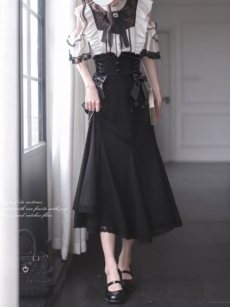 with Charm Bow Skirt Clips Sweetheart Beaded Black