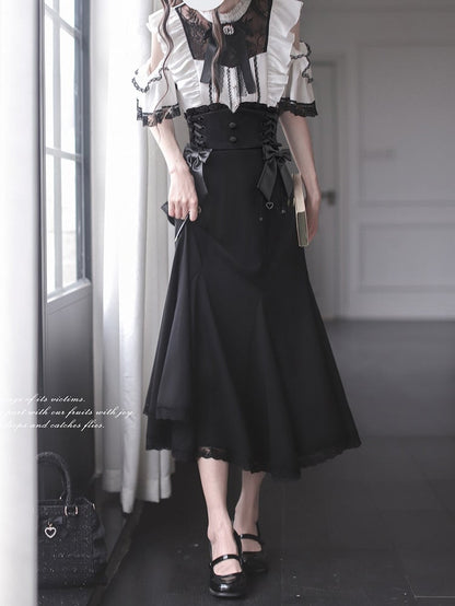 with Charm Bow Skirt Clips Sweetheart Beaded Black