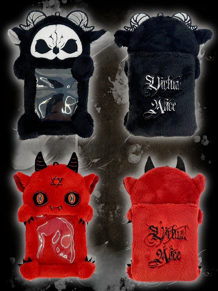 Black and White Grim Reaper Gothic Plush Card Holder