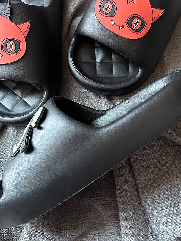 With Slippers Red Applique Gothic Black Summer Devil