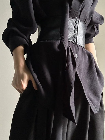 with Lolita PU Snap Ouji Corset Black Buttons Belt