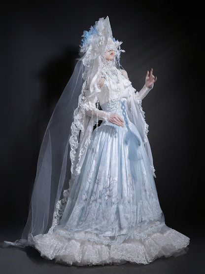 Neck Lily Halter White Blue Top High + Print Sleeveless Super