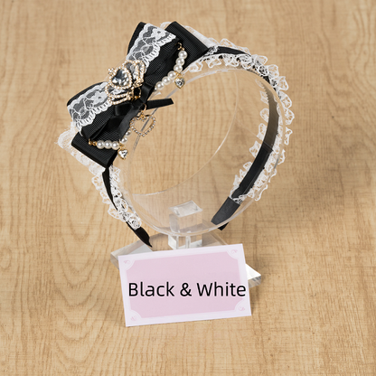 KC Crown with Chain Bead 3D Kei Jirai 7 Colors Decoration Bow and Rhinestone Lace