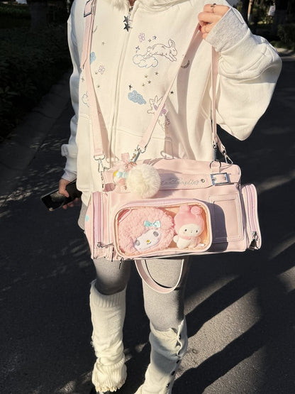 Bag Letter Pink PU with Embroidery Ita