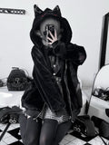 Regular Version Decor Safety Black Fleece Kei Jirai Kitty Coat Pin Ear Hooded