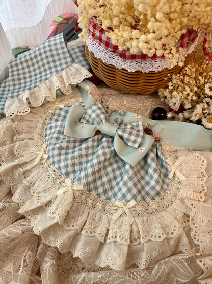 ホワイトパターンギンガム/グリーンレッドエプロン