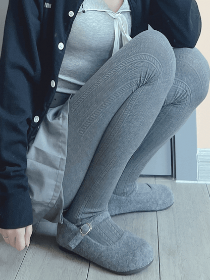 ライトグレー/ダークグレー/アプリコットタイツ