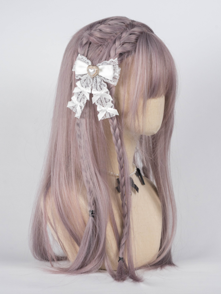 Pince à cheveux en dentelle avec nœuds Jirai Kei, 4 couleurs, cœur