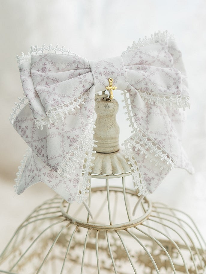 KC Lolita Black/White Bow Charm with Cross