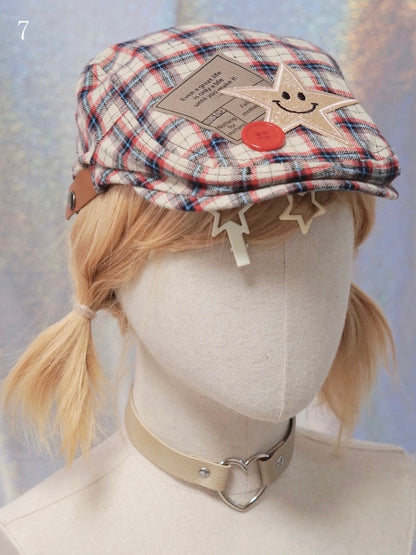 Options Applique Hat Beret Button/Star/Dog Y2K 17