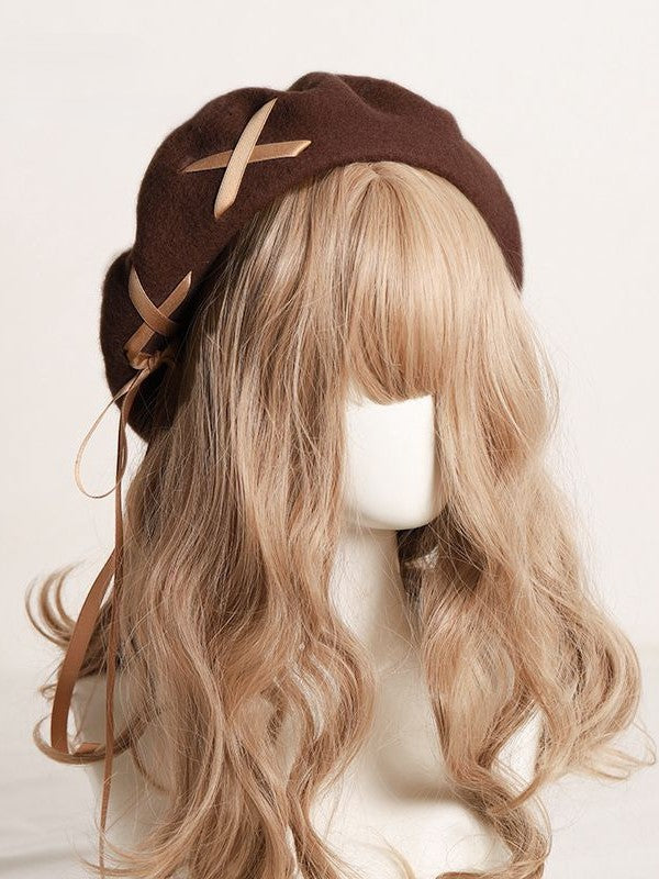 Farbe 11 Optionen Gekreuzte Baskenmütze Akzente mit Quaste und verziert – Band