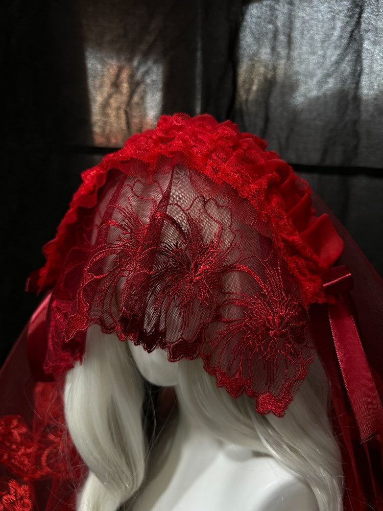 Gothic Hairband Veil with Lace Details - Custom Made Earrings
