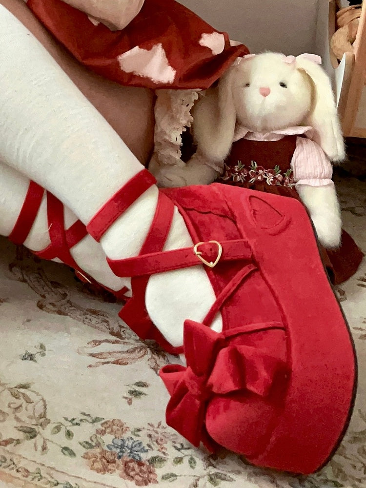 Schleife - im Top Samt Rot Wein Plateau Sweet at Lolita