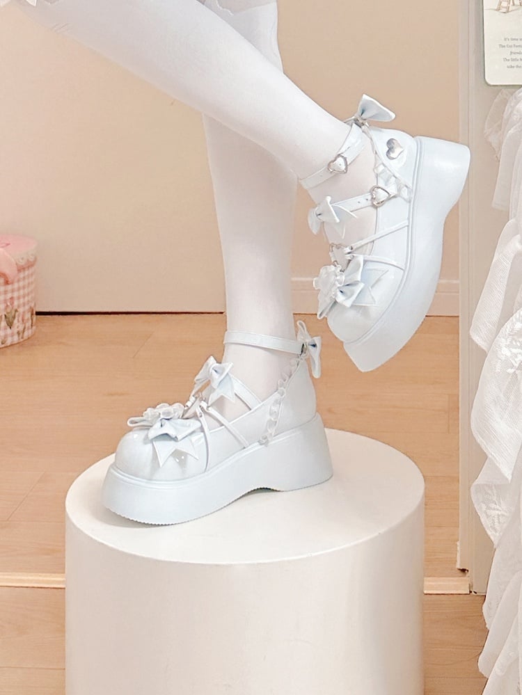 in Mary Blue with PU Decor Janes Platform Heart