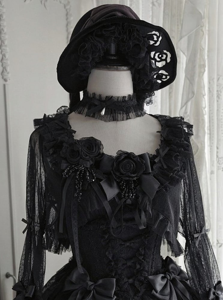 Droplet Bead Lace Elegant Lolita Choker Necklace - Moon River