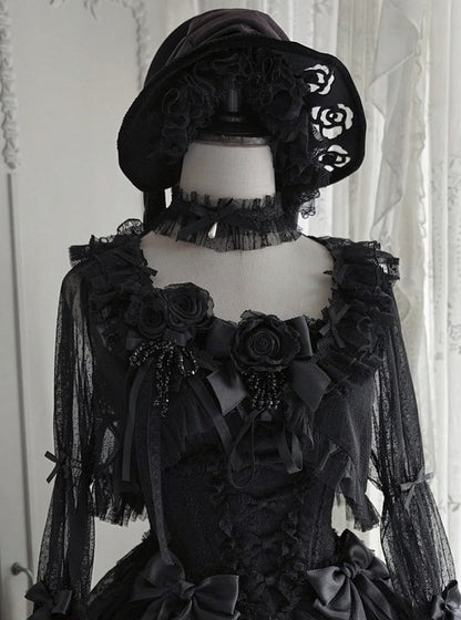 Droplet Bead Lace Elegant Lolita Choker Necklace - Moon River