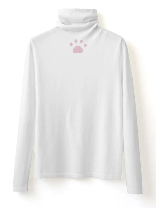 98CMとクリアランスサイズの足跡バストプリント猫ホワ​​イト秋冬トップスXL