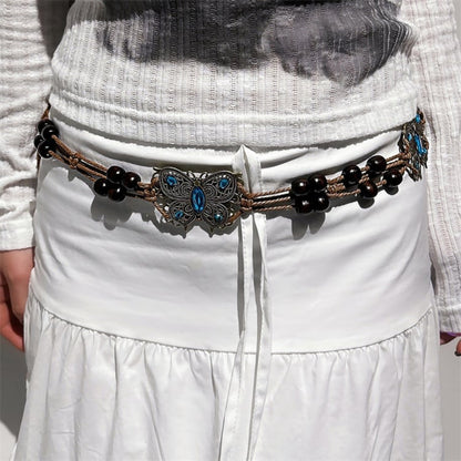 Braune Taillenkette mit Schmetterlingsperlen