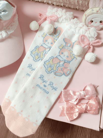 Lolita Pom-Pom Options Color Bow 4 Pattern Bunny With Sweet Socks